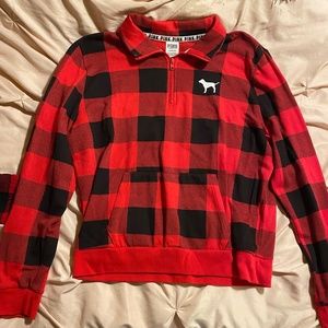 Pink quarter zip crewneck